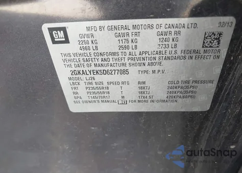 2013 GMC Terrain Denali from USA, damaged, VIN 2GKALYEK5D6277085